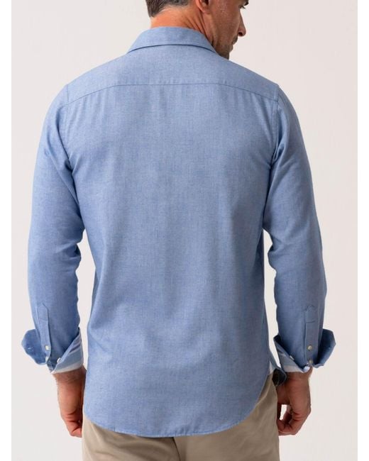 Koy Clothing Blue Cotton-Merino Shirt for men