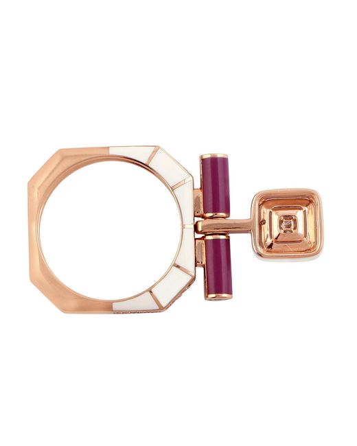 Artisan Multicolor Natural Diamond & Enamel Geometric Statement Ring