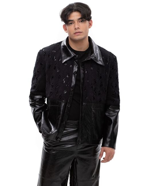 Maison Bogomil Black Cut Flow – Leather Trousers With Slits & Hem Openings for men