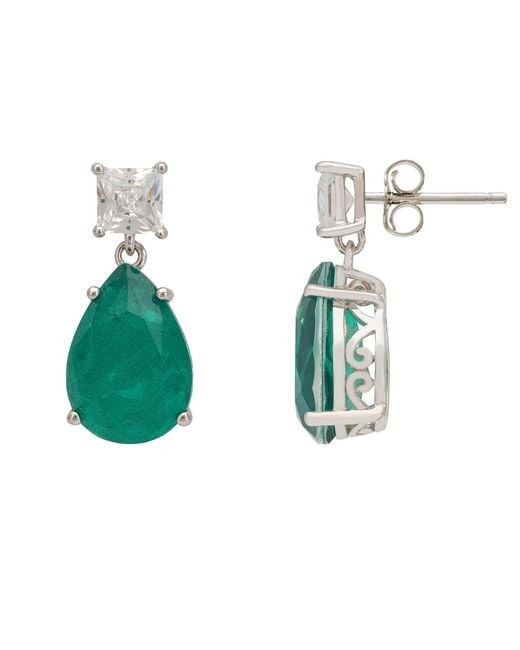 Latelita London Green Rosa Colombian Emerald Drop Earrings
