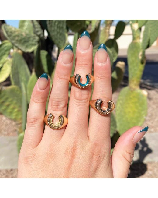 Glamrocks Jewelry Metallic Good Fortune Horseshoe Signet Ring