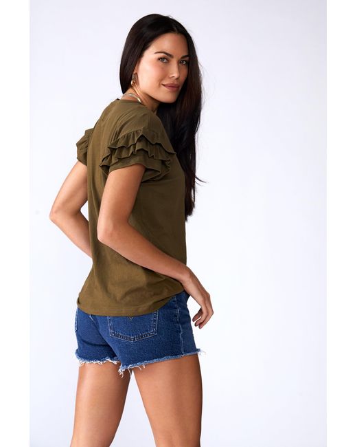 LOVETRUST Green Ella Ruffle Sleeve Tee