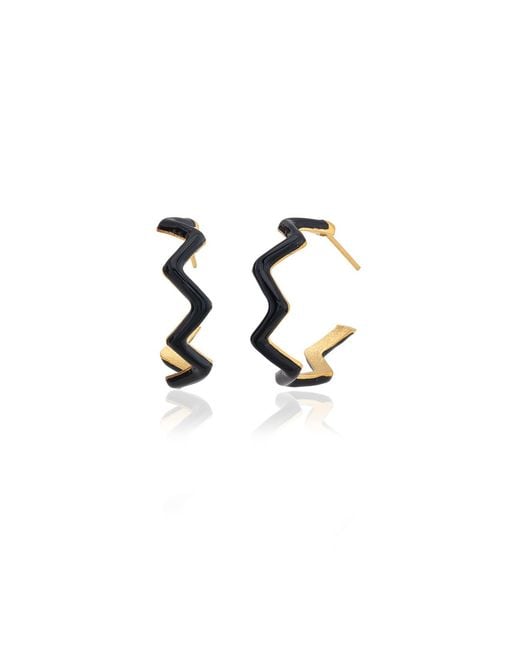 Milou Jewelry Metallic Zig Zag Hoop Earrings