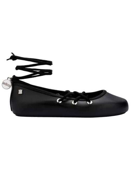 Melissa Black Beta Ankle Strap Ballet Flat