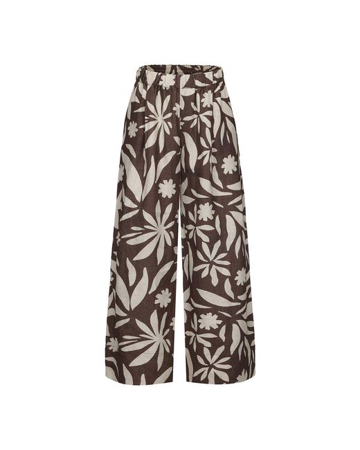 NUAJE NUAJE Black Rhea Wide Leg Linen Pant