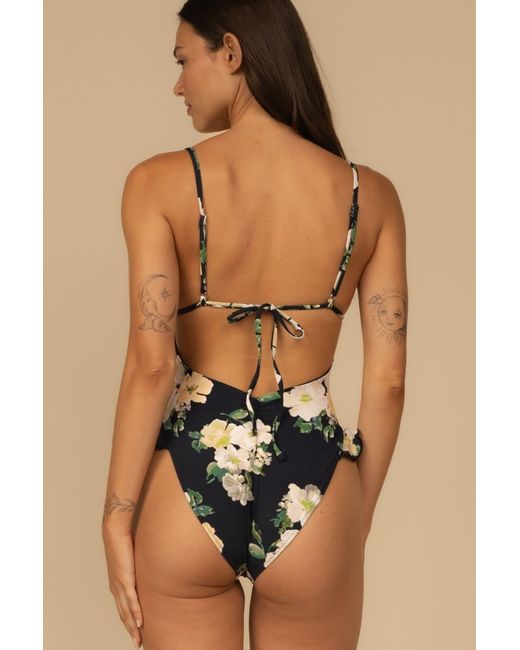Montce Black Liz Floral Devin Rosa Ruffle One-Piece