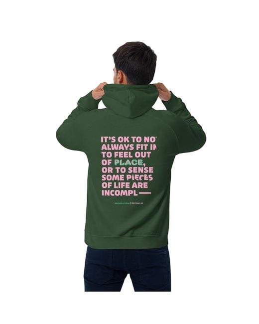 Anchor and Crew Green Bottle Five It's Ok Editions Organic Cotton Hoodie for men