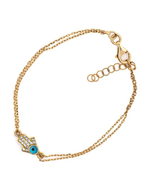 Ebru Jewelry Metallic Minimalist Sparkly Hamsa Hand & Evil Eye Bracelet