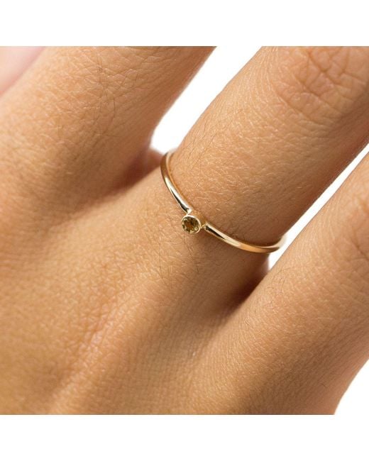 NASI SILVER Metallic Slim Single Stone Ring- Citrine