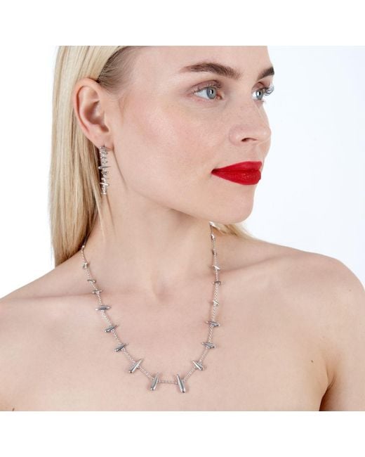 Lucy Quartermaine White Sterling Long Shard Station Necklace