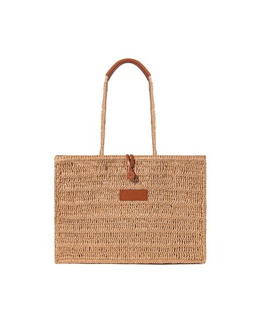 Jurgi Brand Brown Neutrals Handmade Beach Bag With Leather Accents