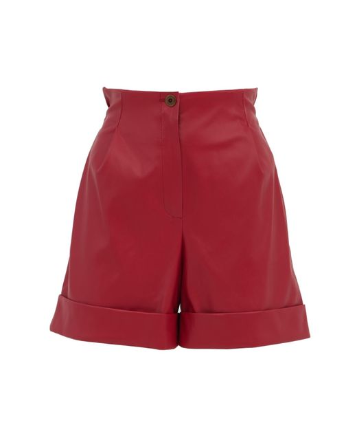 Julia Allert Red Faux Leather Shorts