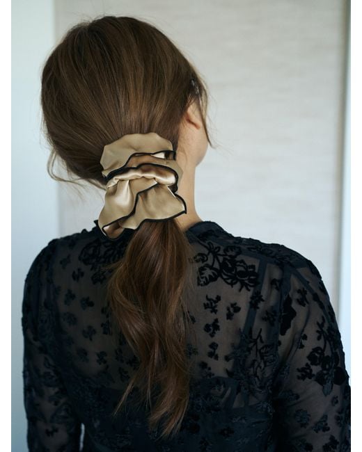 Lost Pattern Metallic Maxi Flower Double-Layer Oversized Silk Scrunchie