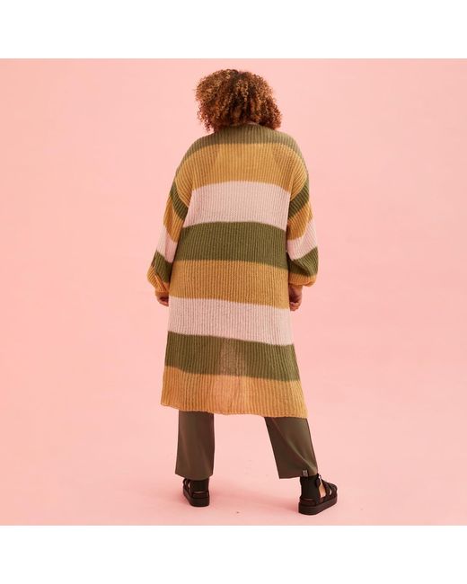 Cara & The Sky Natural Ricci Stripe Lofty Maxi Cardigan Camel