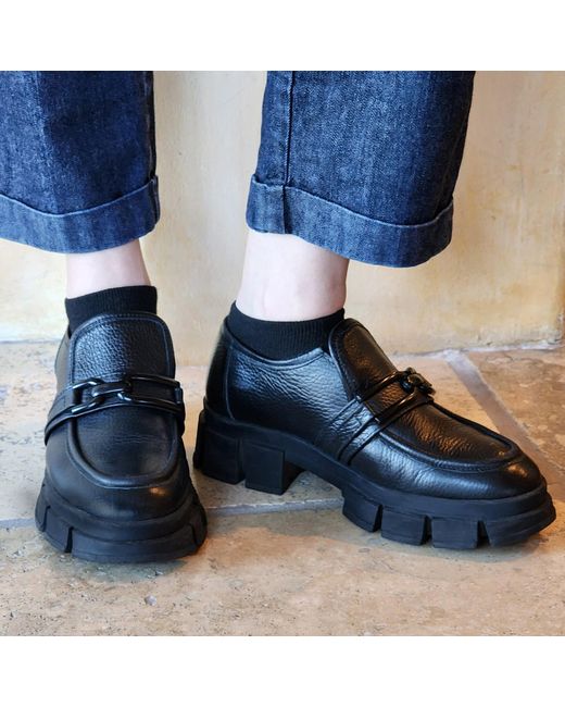 Beautiisoles by Robyn Shreiber Made in Italy Black Raquel Leather Comfortable Oxford For Work Or School