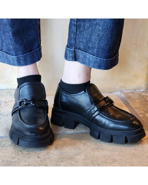 Beautiisoles by Robyn Shreiber Made in Italy Black Raquel Leather Comfortable Oxford For Work Or School