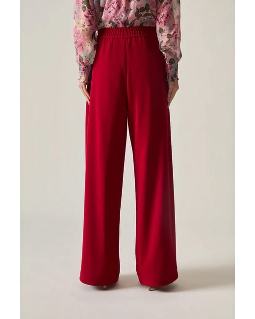 James Lakeland Red Burgundy Wide Leg Suit Trousers