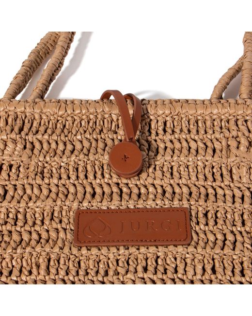 Jurgi Brand Brown Neutrals Handmade Beach Bag With Leather Accents