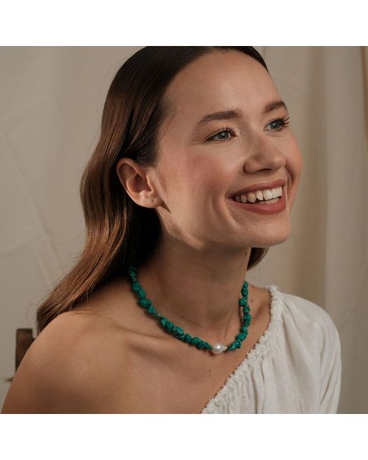 LINYA JEWELLERY Blue Ephyra Baroque Pearl Necklace