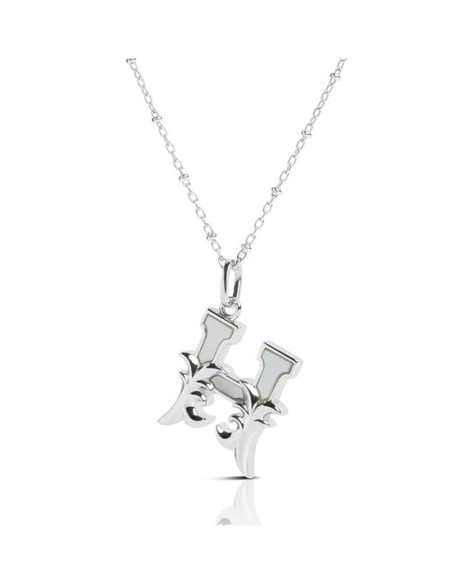 Kasun Metallic Solid H Initial Necklace With Mother Of Pearl