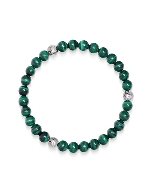 Nialaya Green Malachite Bracelet With Balls for men