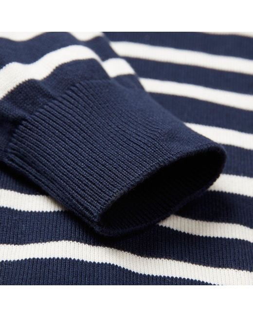 Paul James Knitwear Blue Lightweight Cotton Allen Striped Breton Sweater for men