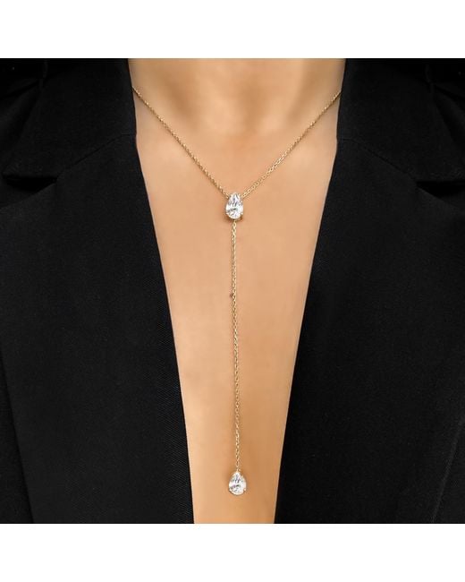 SALLY SKOUFIS Metallic Pure Lariat With Rutile & Made Cz Diamond Stimulant
