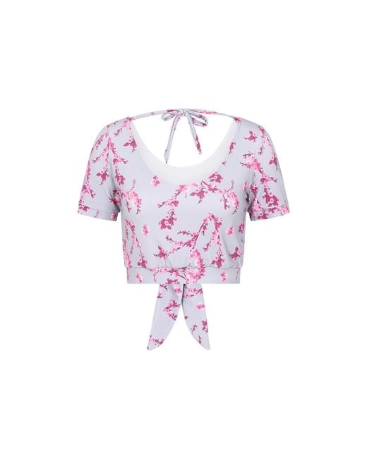 Sophie Cameron Davies Gray Floral Cotton Crop Top