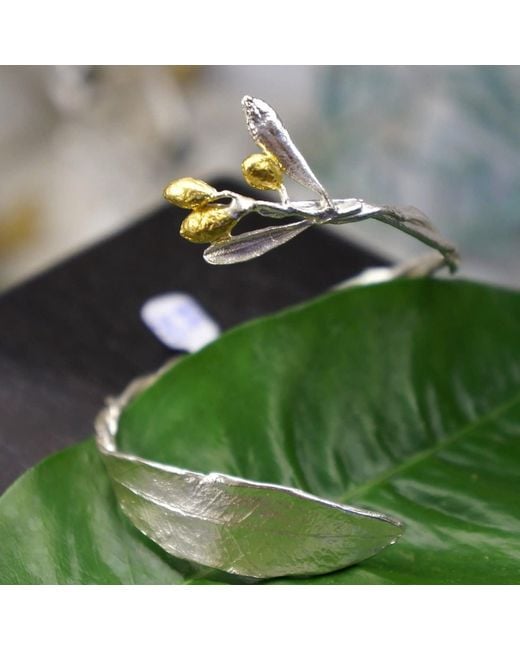 Mother Nature Jewelry Metallic Leaf Bracelet, Handmade Statement Cuff