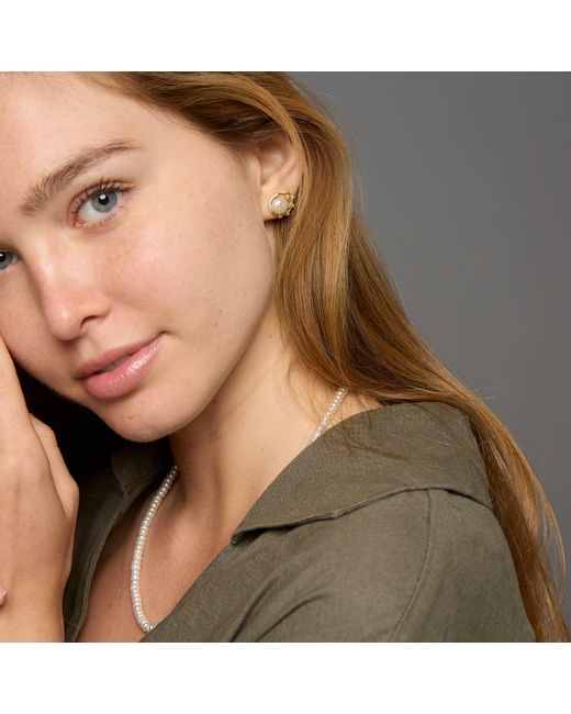 Pearls of the Orient Online Metallic Stella Cultured Freshwater Pearl Stud Earrings With Sparkle Swirl