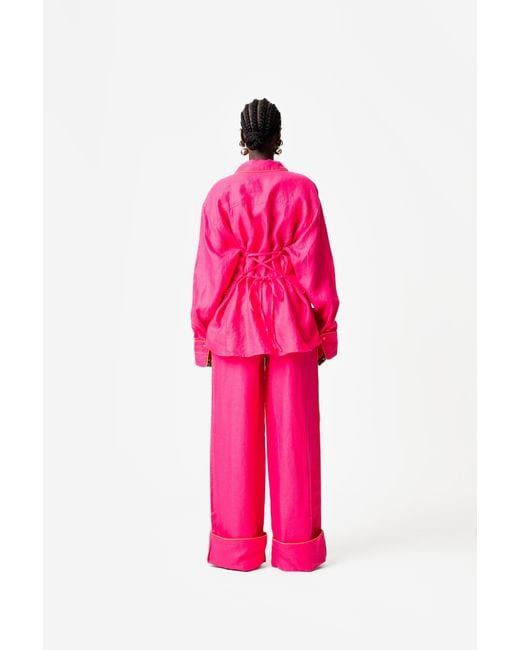 Ofuure Pink Linen Nikki Button Up Shirt