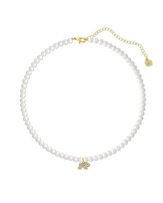 Cloud Haven Metallic Faux-Pearl Logo Pendant Necklace