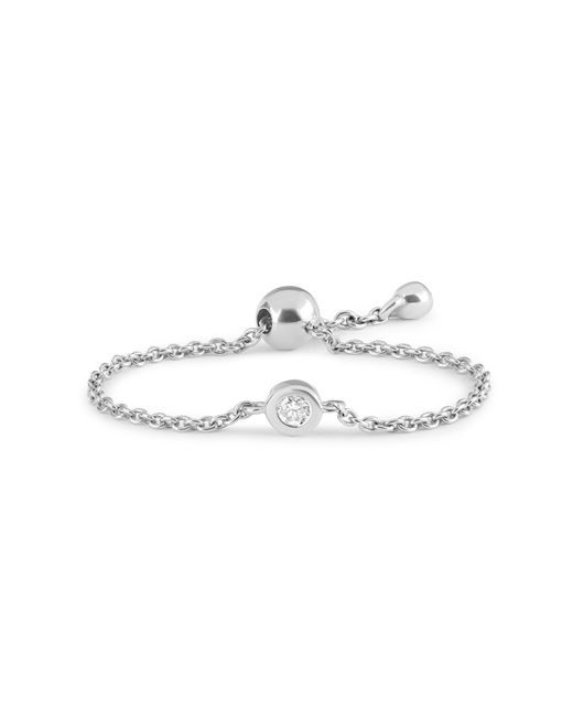 Zohreh White Diamond Solitaire Adjustable Chain Ring 9K