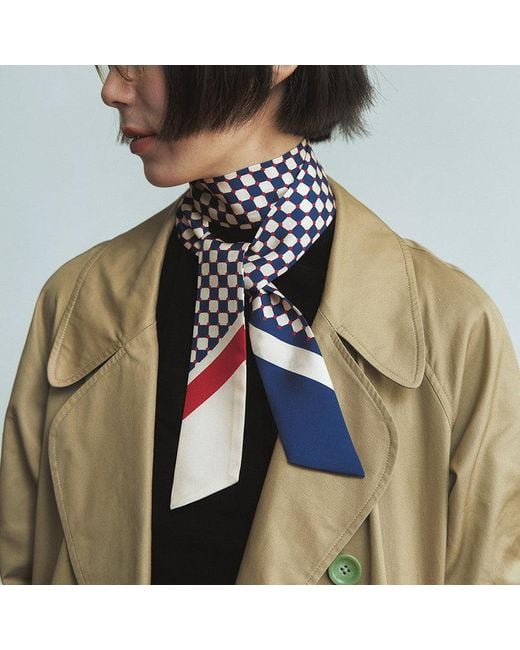 Lost Pattern Blue Checkerboard Twilly Scarf