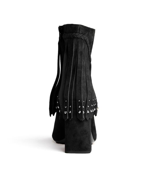 Beautiisoles by Robyn Shreiber Made in Italy Black Tal Suede Ankle Bootie Comfortable & Dressy With Studs For Work Or Evening