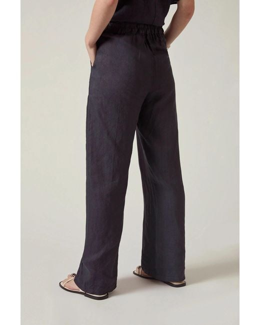 James Lakeland Blue Relaxed Linen Trousers