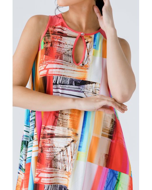 Conquista Red Coral A Line Print Dress