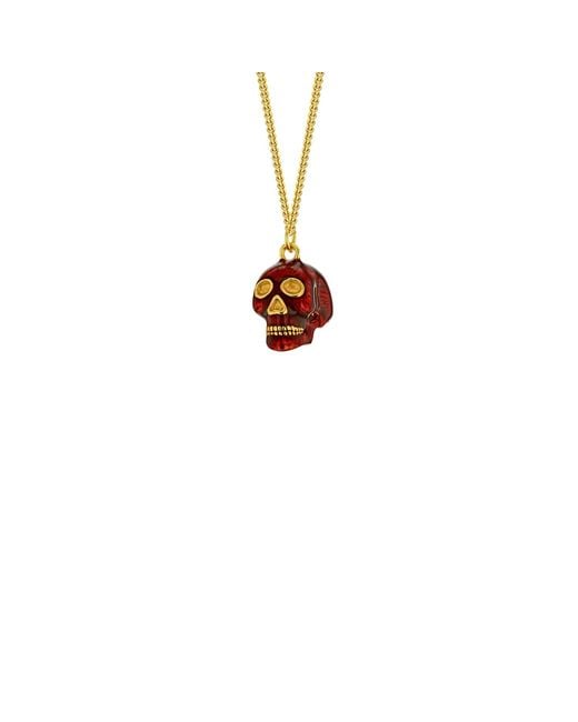True Rocks White Red & 18kt Gold-plated Mini Skull Charm On Gold Hoop for men