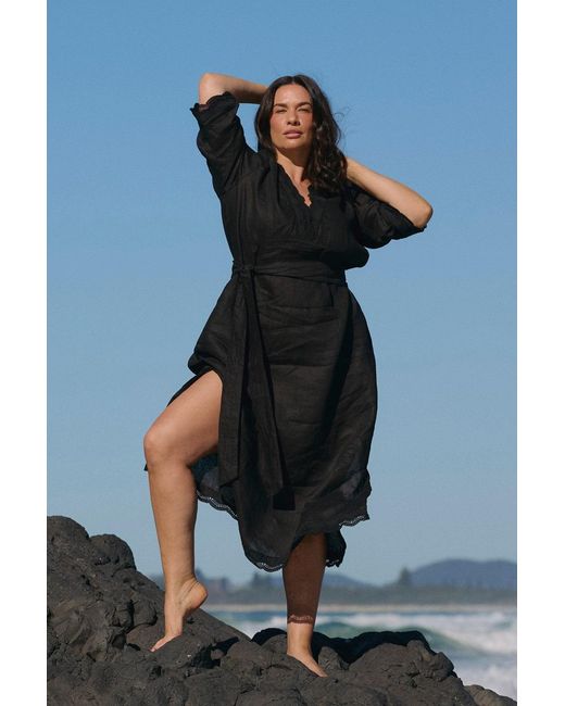 Adrift Clothing Black Tia Linen Tunic Dress