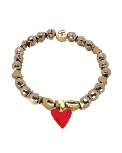 Ebru Jewelry Metallic Red Heart Love Bracelet