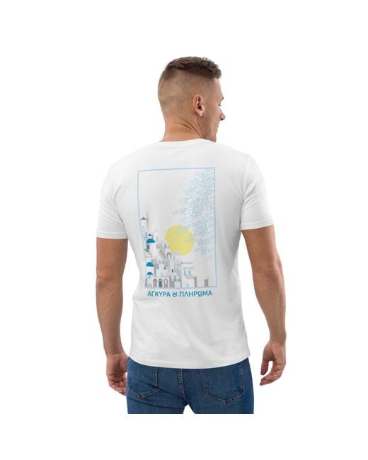 Anchor and Crew White Santorini Landmark Organic Cotton T-Shirt for men