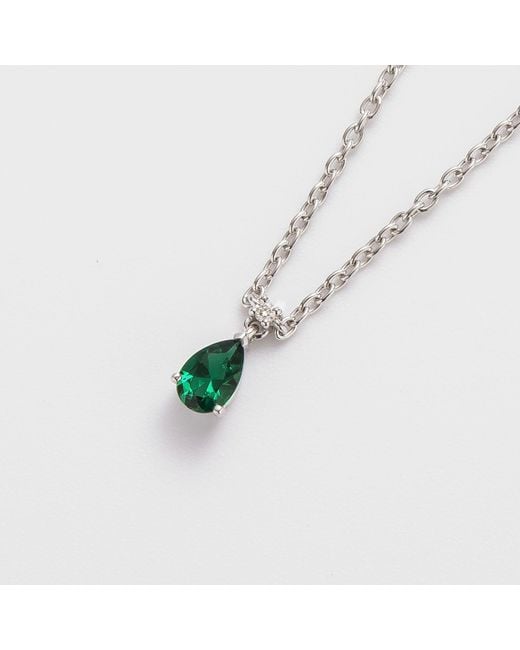 Juvetti White Ori Small Pendant Necklace Emerald & Diamond