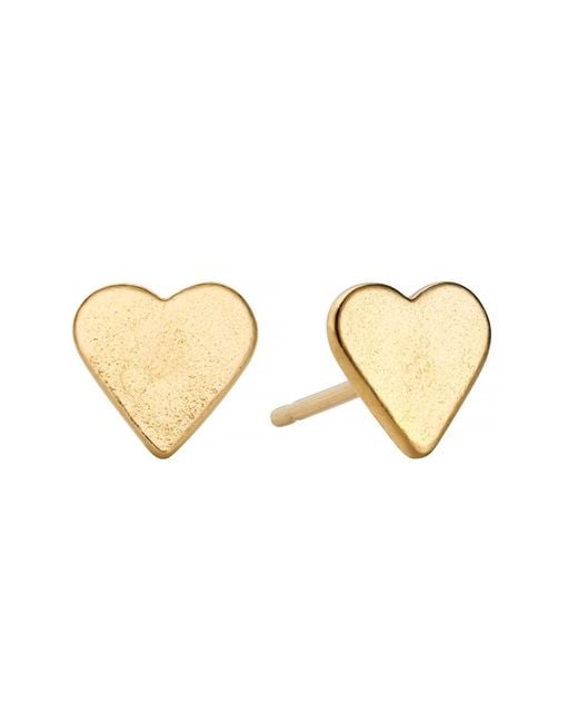 Posh Totty Designs Natural Gold Plated Mini Heart Stud Earrings