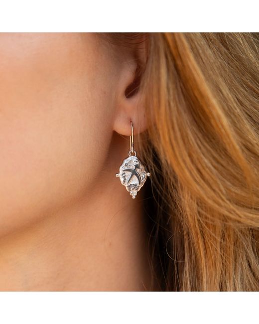 Seven Saints Metallic Gemini Vintage-Style Dangle Earrings, Rhodium Plated