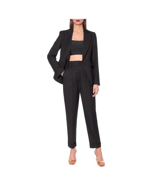 AGGI by HALEWSKI Black Kelly Rich Tailored Trousers With Cuffs