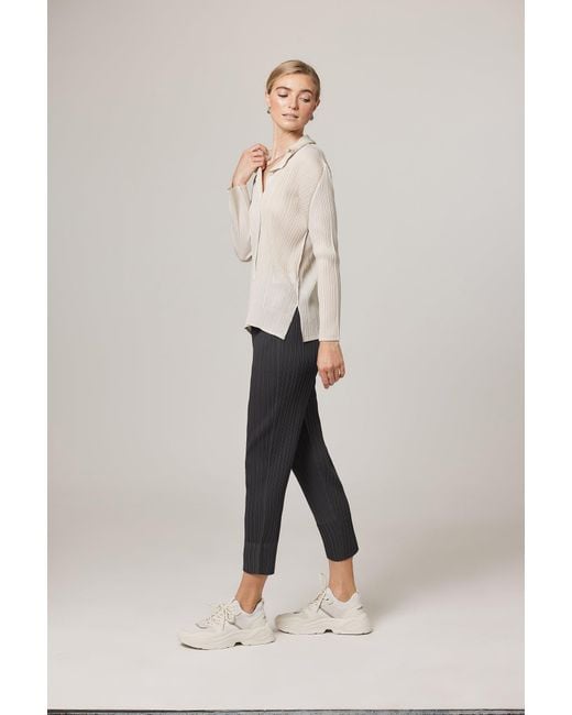 Wild Cosmos Black Natalia Plissé Satin Tapered Crop Pant
