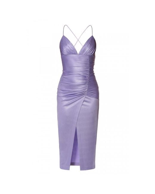 AGGI by HALEWSKI Purple Tessa Pearl Midi Sleeveless Dress