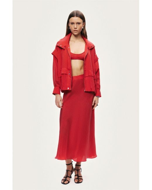 Nocturne Red Relaxed Zip-Up Jacket