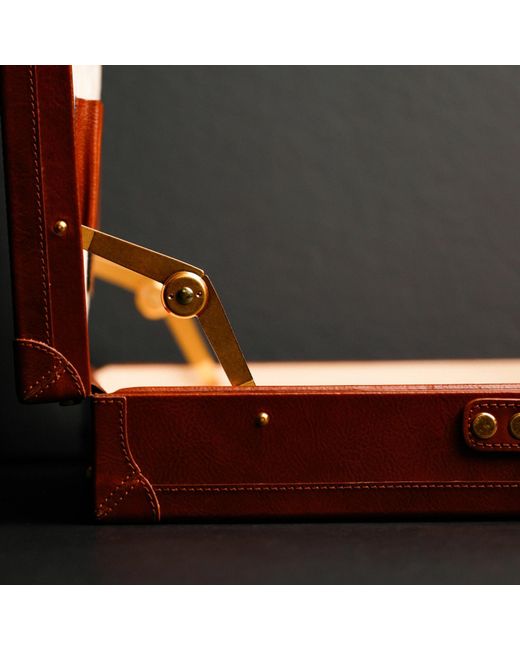 Time Resistance Brown Cognac Leather Attaché Case Briefcase for men