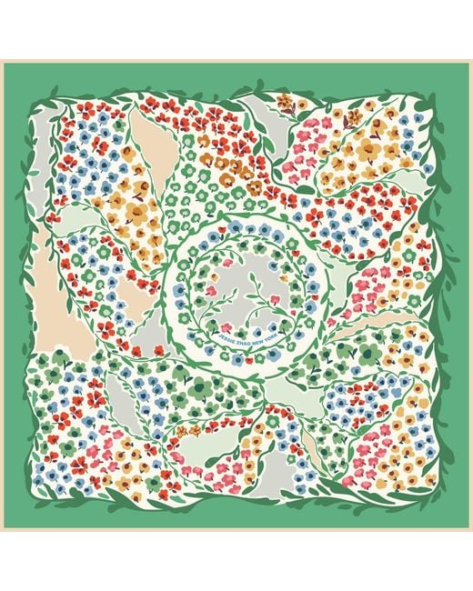Jessie Zhao New York Green Double Sided Silk Scarf Of Garden